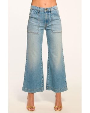 Ramy Brook Clifford Crop Wide Leg Flare Jeans - Blue