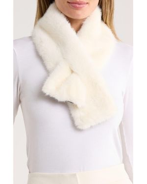 La Fiorentina Faux Fur Muffler Scarf - White