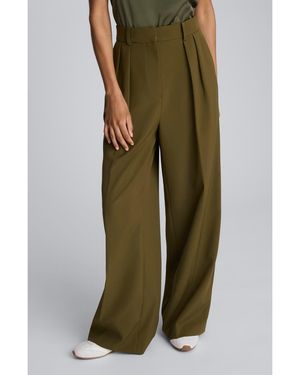 Kenneth Cole Double Pleat High Waist Wide Leg Pants - Green