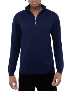 Xray Jeans Quarter Zip Mock Neck Sweater - Blue
