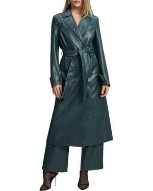 Bardot Double Breasted Faux Leather Trench Coat - Green