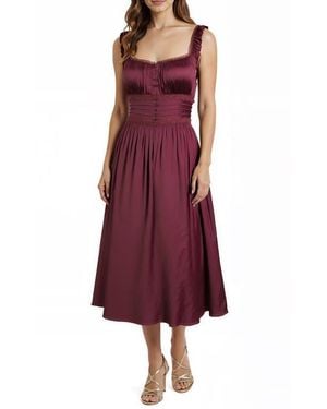 Mila + Mate Corset Bodice Satin Dress - Purple