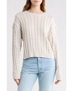 Abound Cable Crew Sweater - White