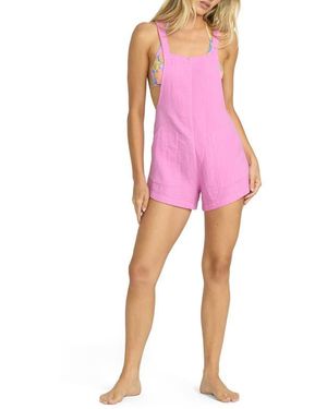 Billabong Beach Crush Cotton Gauze Cover-Up Romper - Pink