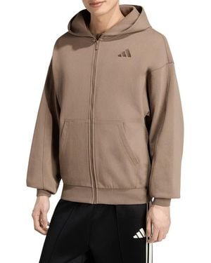 adidas Cotton Full Zip Hoodie - Brown