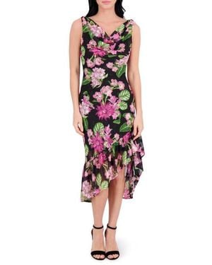 Kensie Cowl Neck Midi Dress - Red