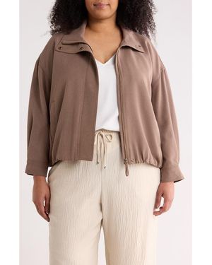 Max Studio Bubble Hem Bomber Jacket - Brown
