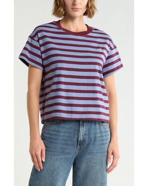 Scotch & Soda Boxy Yarn Dye Stripe T-Shirt - Blue