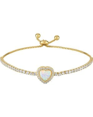 FZN Lab Created Opal Heart Bracelet - Metallic