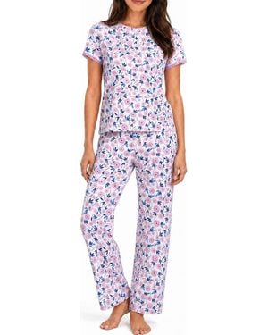 LOFT Lace Trim Floral Pajama Top - Purple