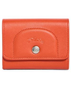 Longchamp Le Pliage Leather Flap Card Case - Orange