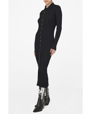 Anine Bing Joslyn Ribbed Button-Up Midi Dress - Black