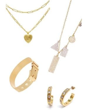 Adornia Pendant Necklaces, Bracelet & Hoop Earrings Set - White