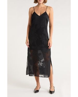 Leith Jacquard Slip Dress - Black