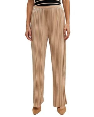 Wishlist Velvet Accordion Pleat Wide Leg Pants - Natural