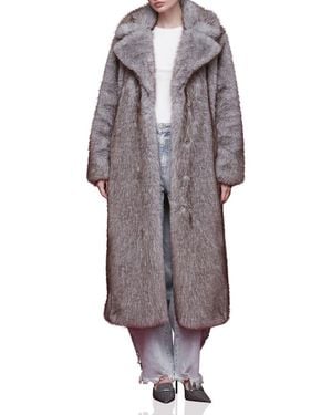 Avec Les Filles Faux Fur Longline Coat - Gray