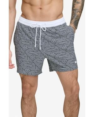 DKNY Modern Paisley Swim Trunks - Gray