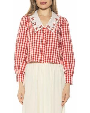Alexia Admor Issey Embroidered Collar Button-Up Shirt