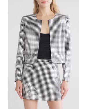 Wayf Sequin Houndstooth Crop Blazer - Multicolor