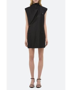 Helmut Lang Cowl Neck Wool Blazer Dress - Black