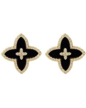 Adornia Cubic Zirconia Flower Stud Earrings - Black