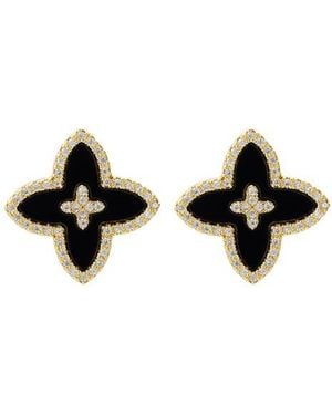 Adornia Cubic Zirconia Flower Stud Earrings - Black