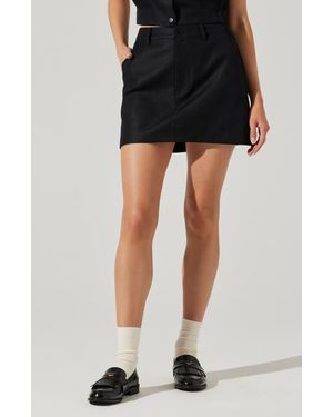 Astr Ezra Cotton & Linen Blend Miniskirt - Black