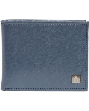 Original Penguin Saffiano Bifold Leather Wallet - Blue