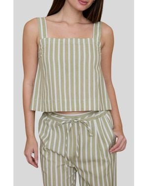 Blu Pepper Stripe Square Neck Tank - Green