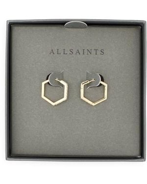 AllSaints Crystal Hexagonal Hoop Earrings - Gray