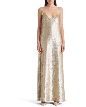 Twp Josephine Sequin Sleeveless Silk Gown - Natural