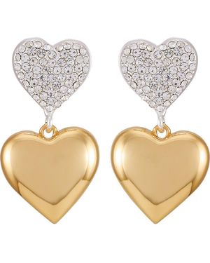 Guess Two-Tone Heart Drop Earrings - Multicolor
