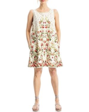 Max Studio Floral Linen Blend Shift Dress - Natural