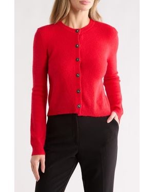 Blu Pepper Ribbon Button Crop Cardigan - Red
