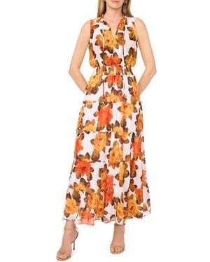 1.STATE Split Neck Maxi Dress - Orange