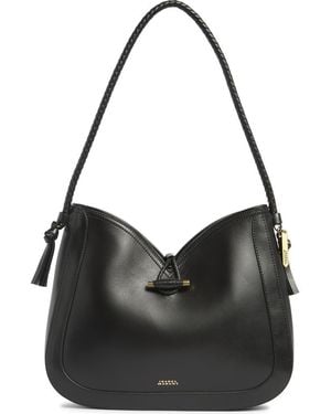 Isabel Marant Vigo Leather Hobo Shoulder Bag - Black