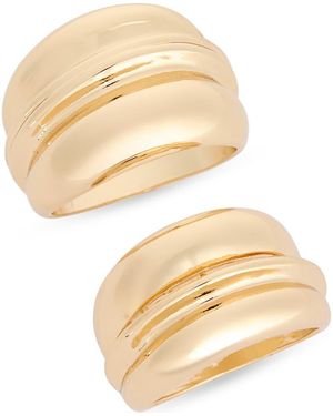 Leith Set Of 2 Wide Tiered Rings - Metallic