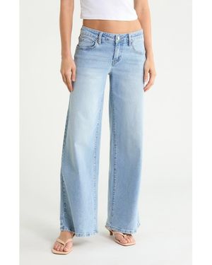 Fade Out Loud Low Rise Wide Leg Jeans - Blue