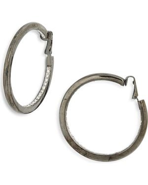 Kenneth Jay Lane Crystal Inlay Hoop Earrings - Metallic