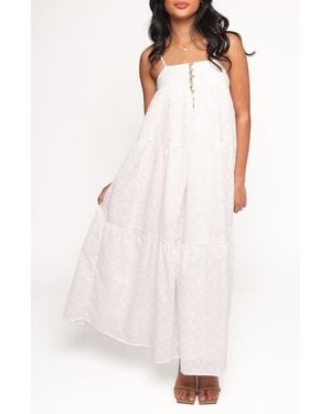 Petal & Pup Kendal Floral Embroidered Cotton Maxi Dress - White