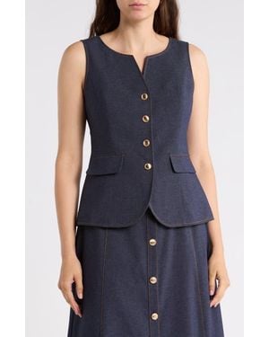 Gemma  Jane Contrast Stitch Vest - Blue