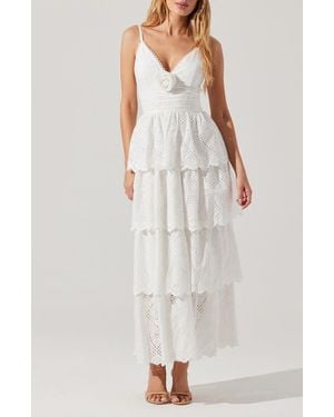 Astr Faeryn Tiered Cotton Maxi Dress - White