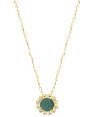 Gabi Rielle Sunlite Pavé Crystal & Malachite Pendant Necklace - Blue