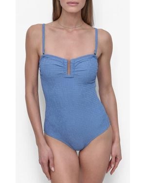 DKNY Bandeau Shirred One-Piece Swimsuit - Blue