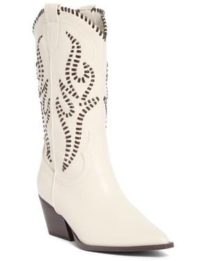 Billini Avalee Whipstitched Western Faux Leather Boot - White