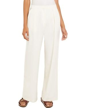 Misook Wide Leg Twill Pants - White