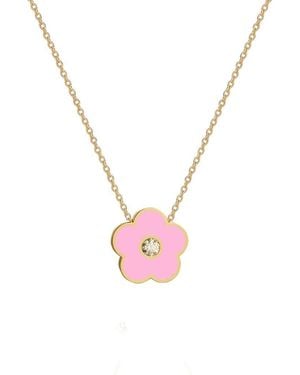 Gabi Rielle Cubic Zirconia Flower Pendant Necklace - Pink
