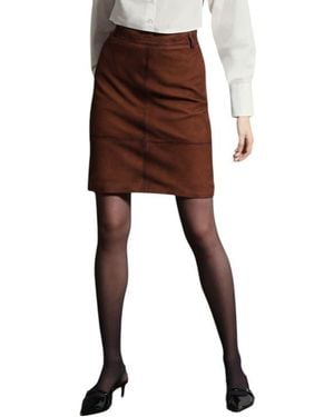 Walter Baker Piper High Waist Leather Skirt - Brown