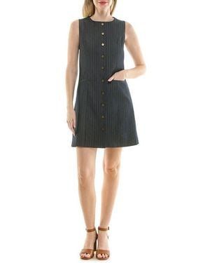 Nicole Miller Pinstripe Sleeveless Shift Dress - Black
