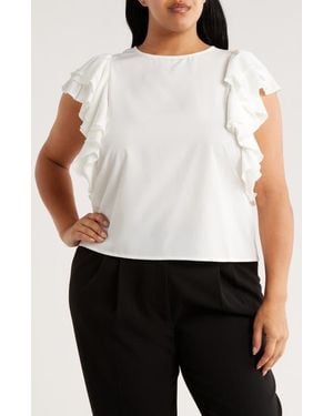 Forgotten Grace Flutter Sleeve Top - White